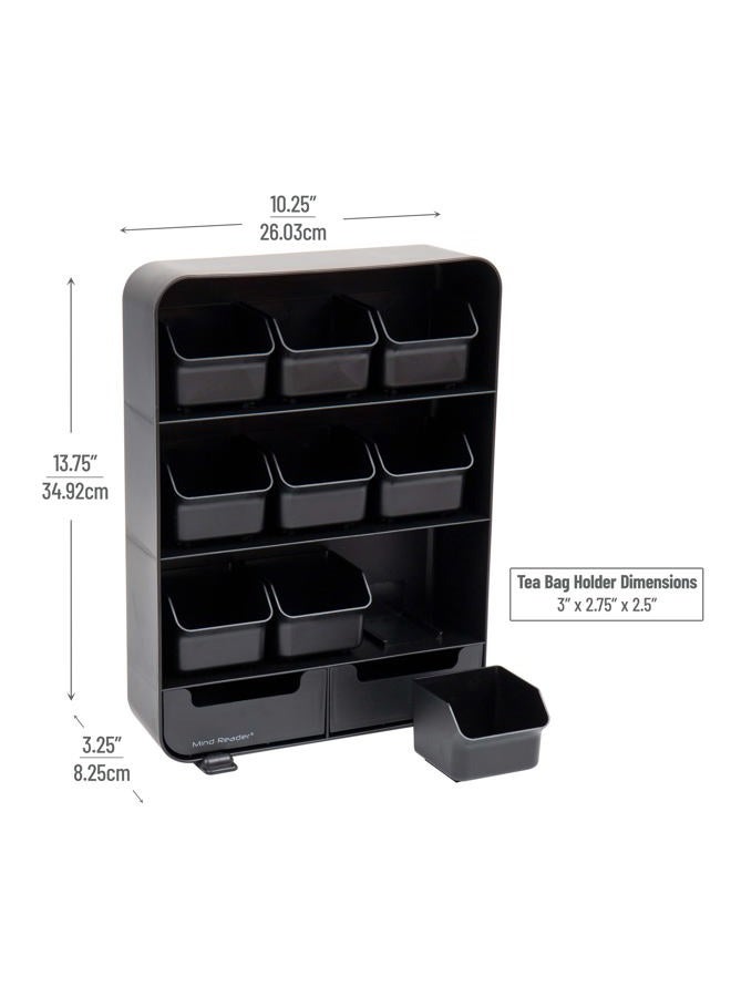 Mind Reader "Baggy" Tea Bag holder and Condiment Organizer, Black 4.33" L x 10.24" W x 13.11" H TBORG-BLK - Image 3
